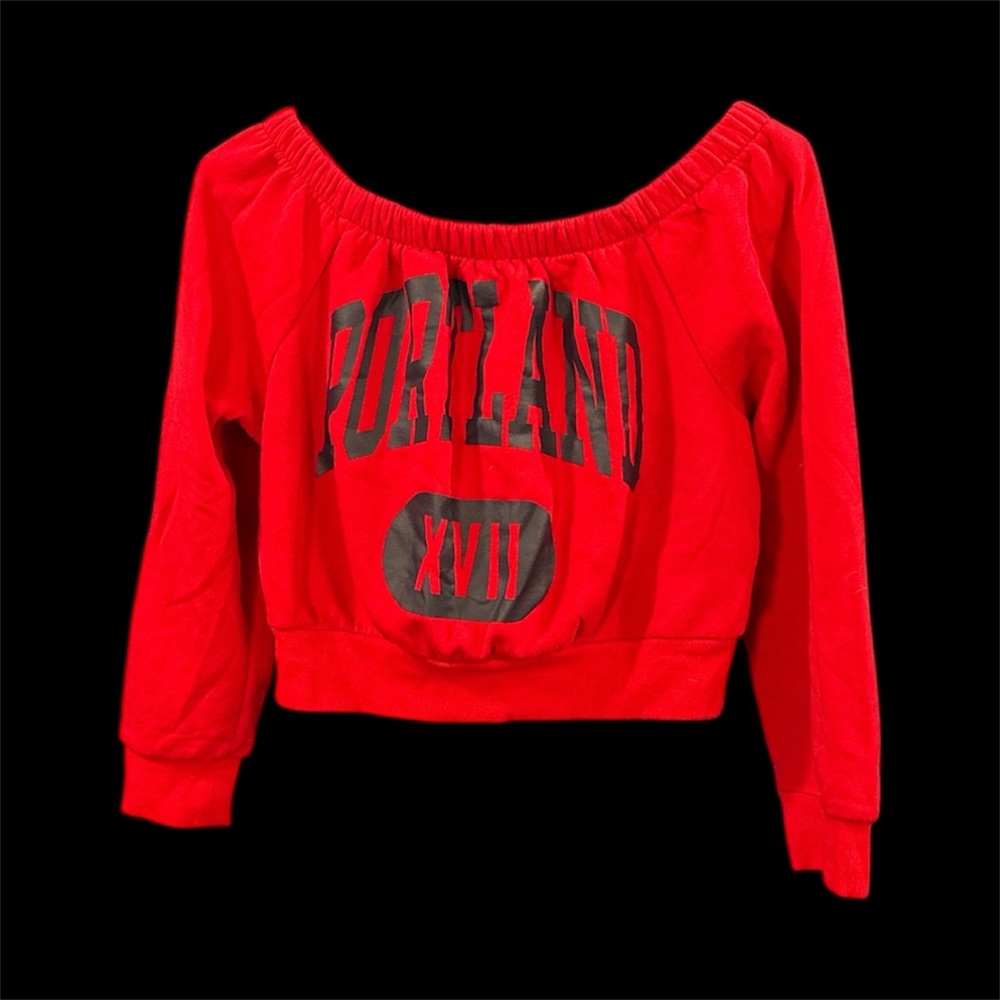 Garage Red Off-Shoulder Crop Top
